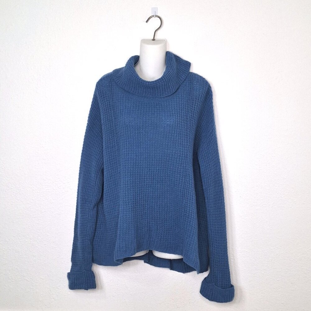 Free People 100% Wool Sweater Sz S Waffle Knit Oversized Slouchy Boho